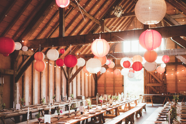 Autumnal wedding lanterns at The Yoghurt Rooms