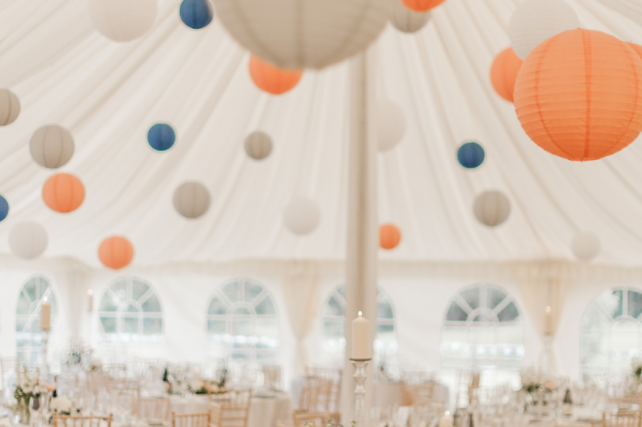 Peach and dove hanging lanterns