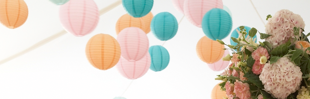 Pastel hanging paper lanterns