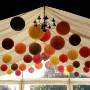 Rich autumnal coloured hanging lanterns