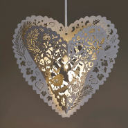 White Christmas heart lanterns illuminated with Buttonlite LED lights