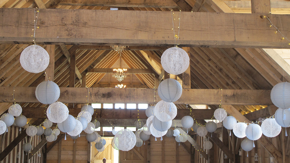 Barn wedding lace lanterns Barn wedding lace lanterns