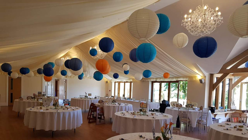 Blue and orange wedding lanterns