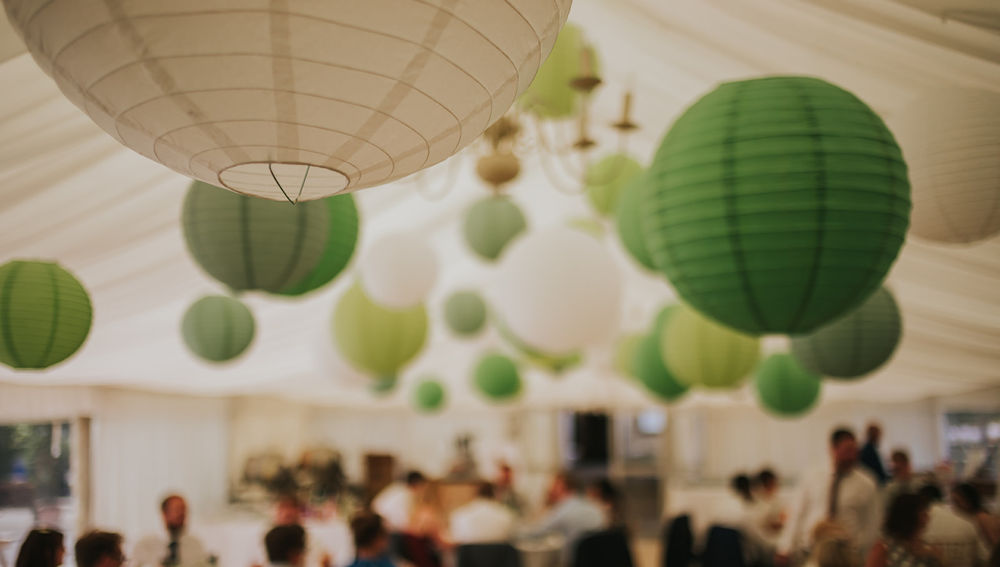 Coloured hanging lanterns