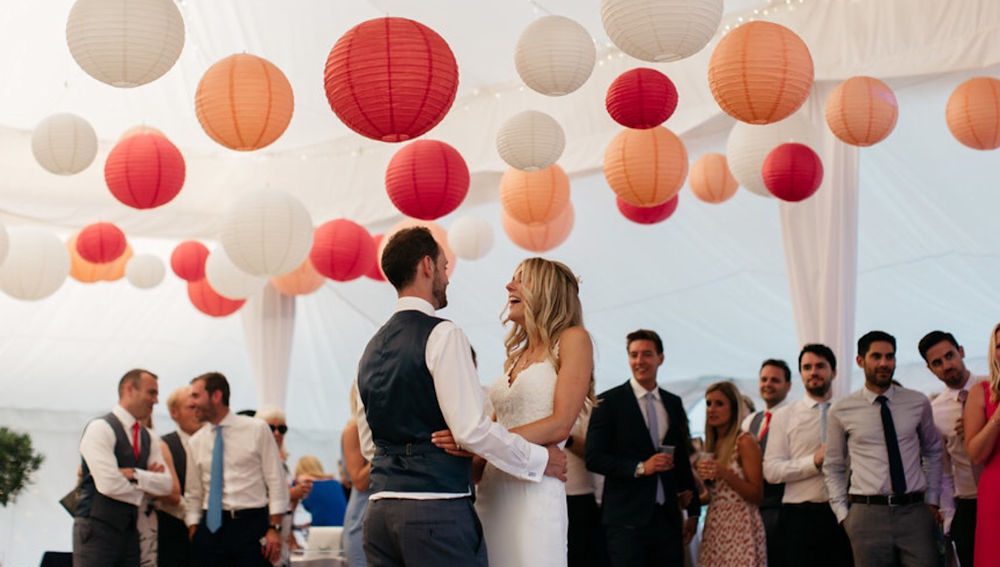 Coloured lanterns in a Murghal Marquee