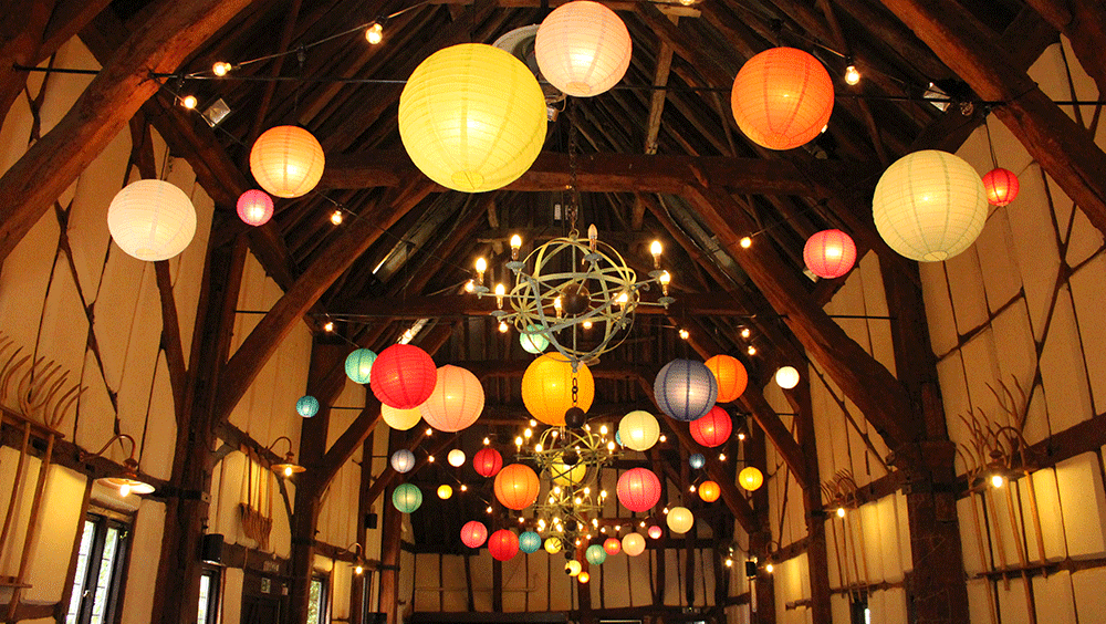 Coloured mad hatters lanterns