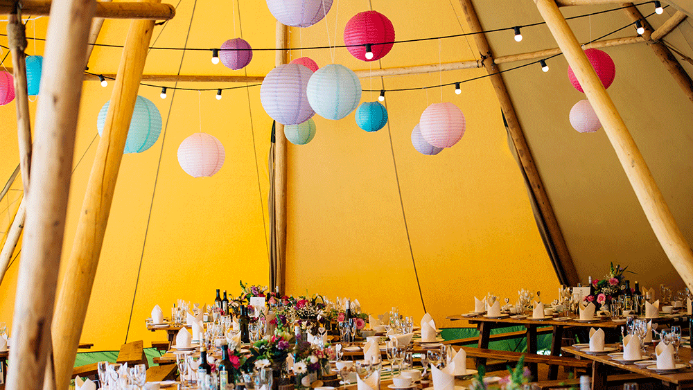 Essex Tipi Wedding with Paper Lanterns