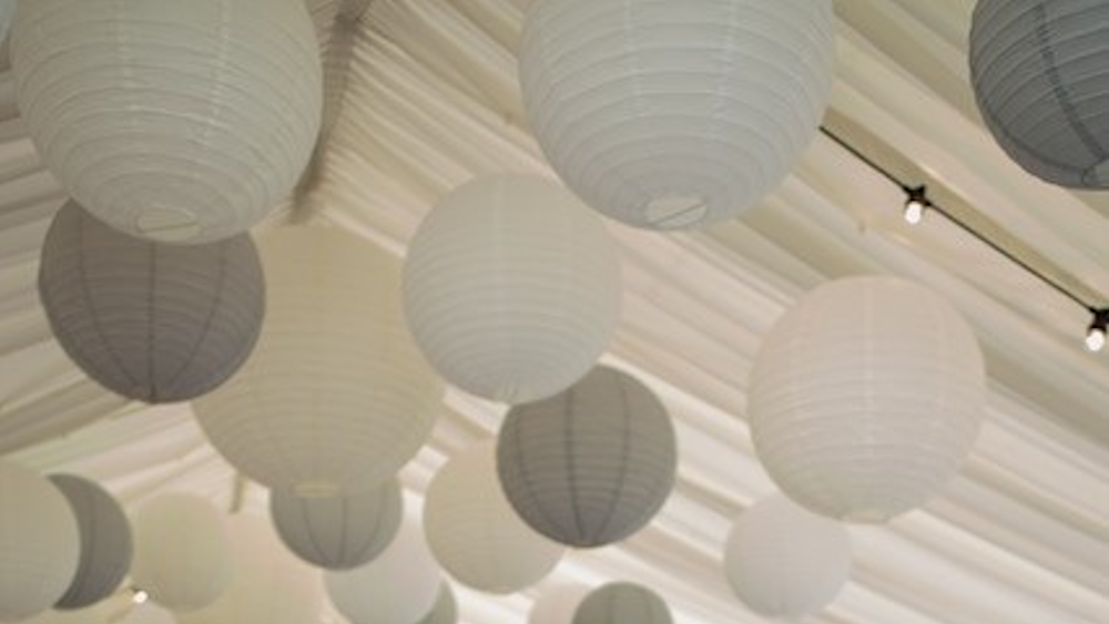 Sophisticated dove grey hanging lanterns