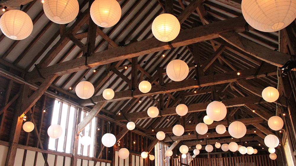 Ivory paper lanterns in barns
