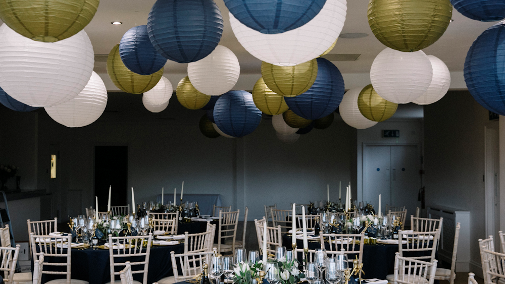 Navy and gold luxe wedding lanterns