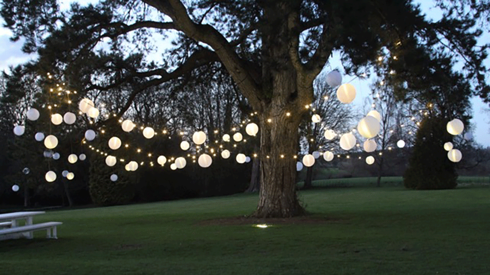 Festoon Lighting and Ivory Outdoor Lanterns Festoon Lighting and Ivory Outdoor Lanterns