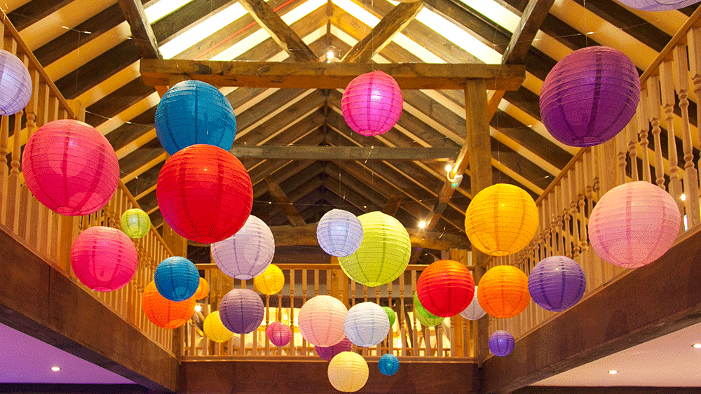bright paper wedding lanterns