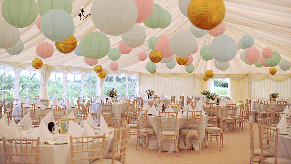 Pastel & Shimmering Gold Paper Lanterns