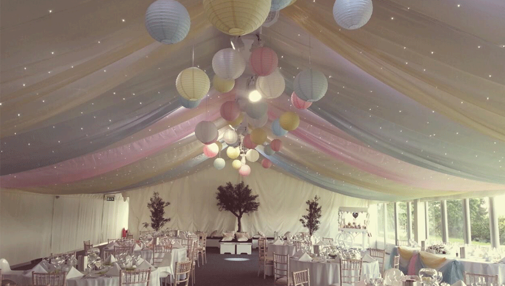 Stunning pastel lanterns at Alrewas Hayes Country House