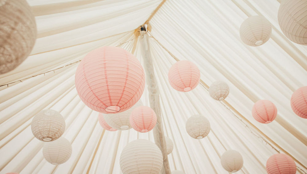 Pink white and lace lanterns