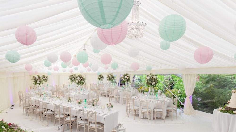 Pink and mint paper lanterns