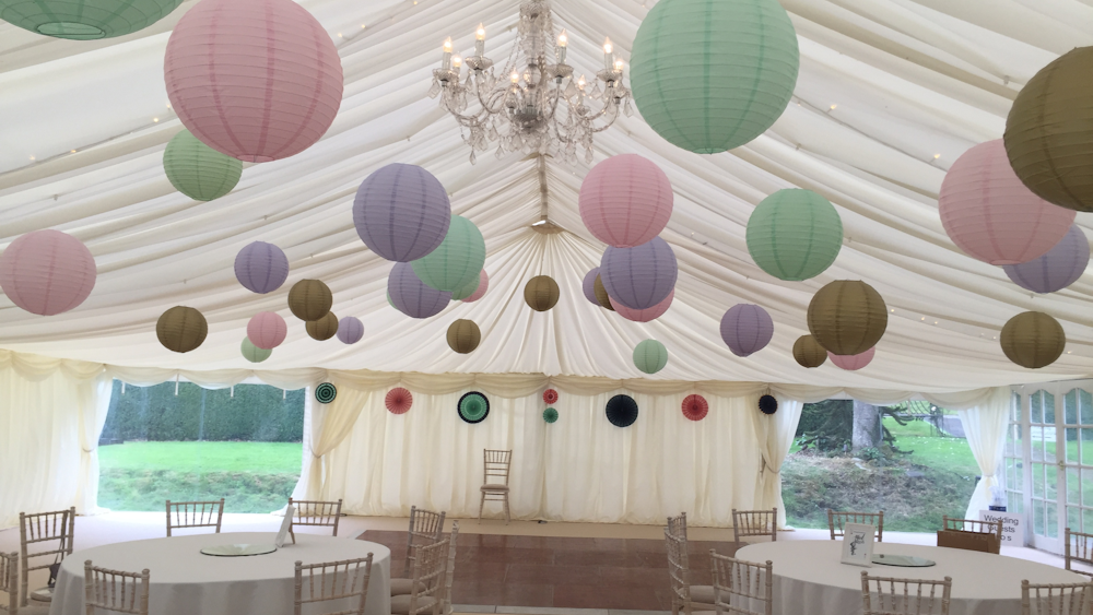 Pink lavender and robin egg paper lanterns