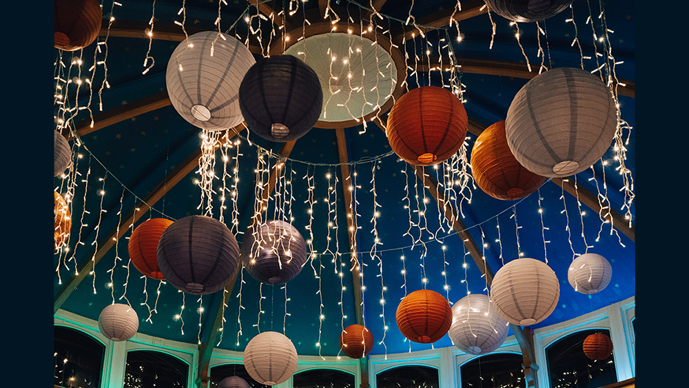 Purple wedding lanterns at The Matara Centre