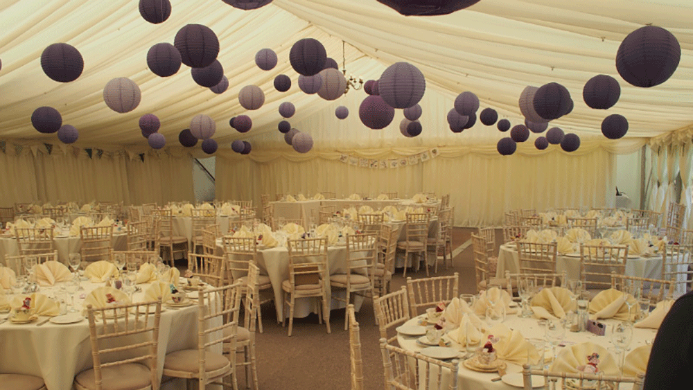 purple and lavender wedding lanterns