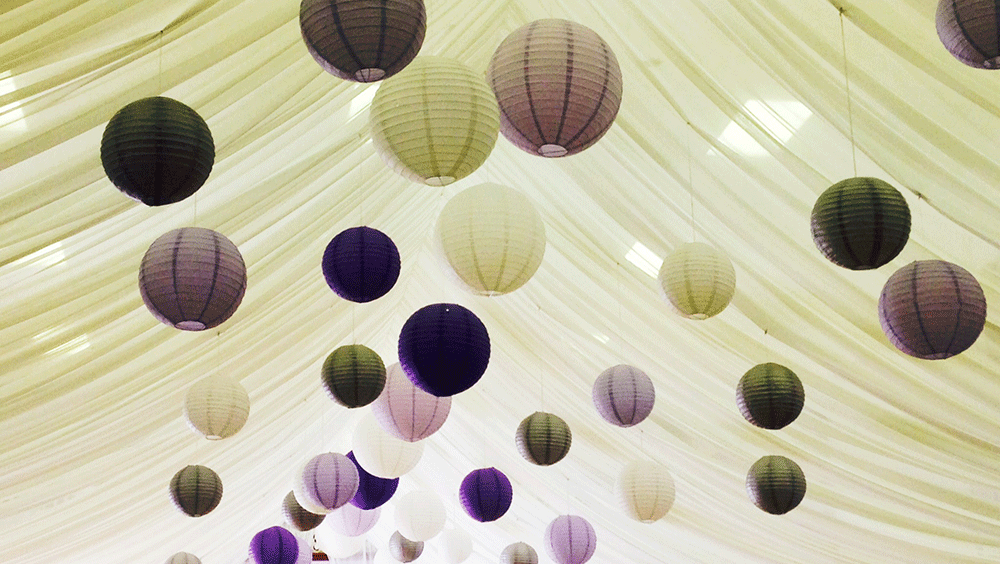 Purple and Silver paper chinese lanterns