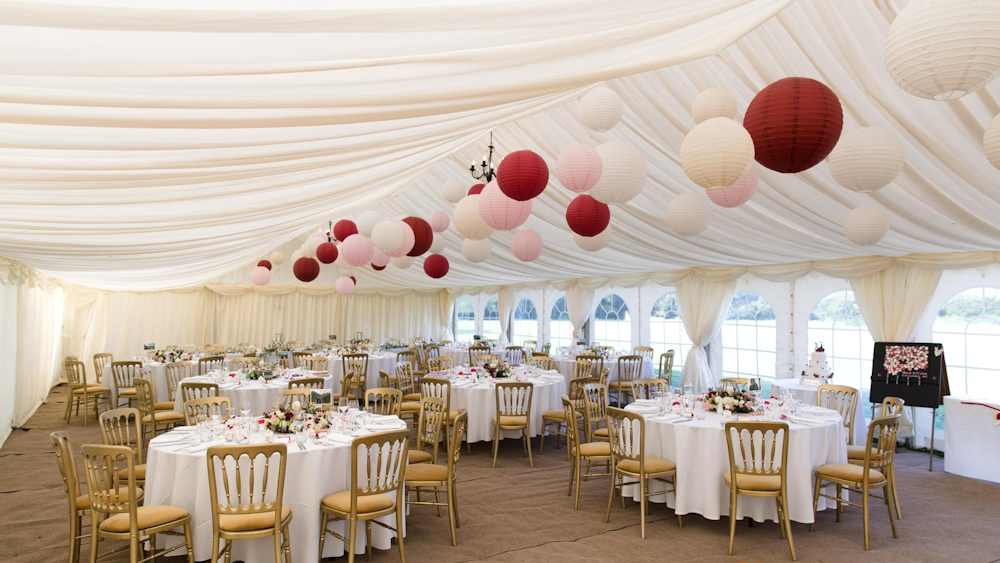 Rich red and soft pink paper lanterns