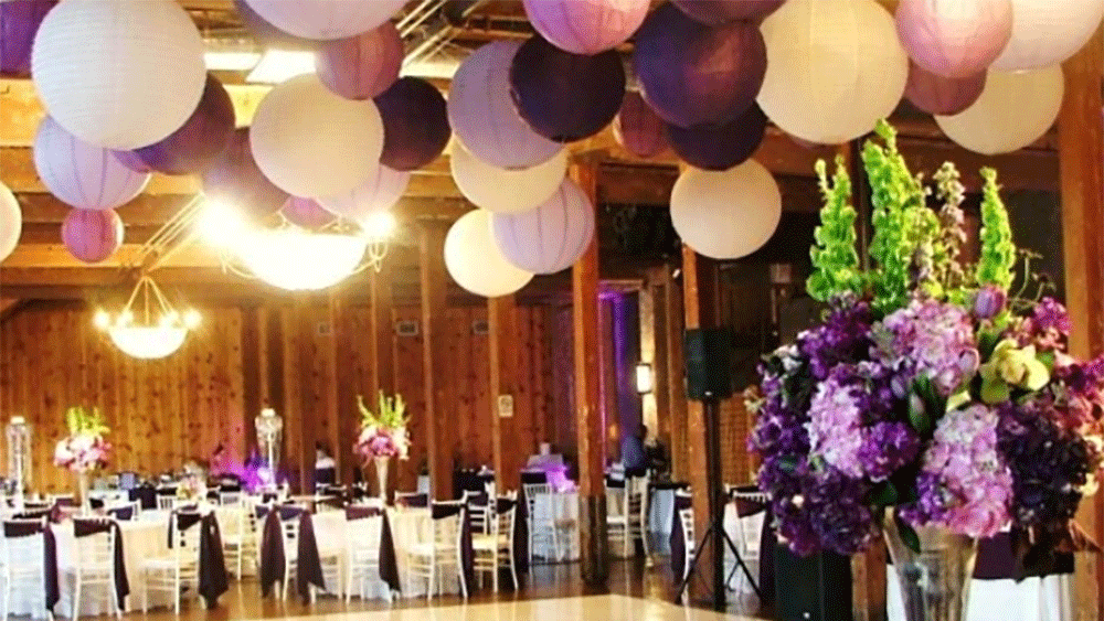 purple paper Chinese wedding lanterns