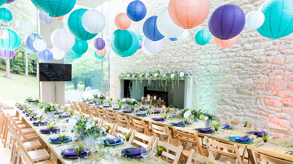Modern Coloured Lanterns at Garden Style Soiree