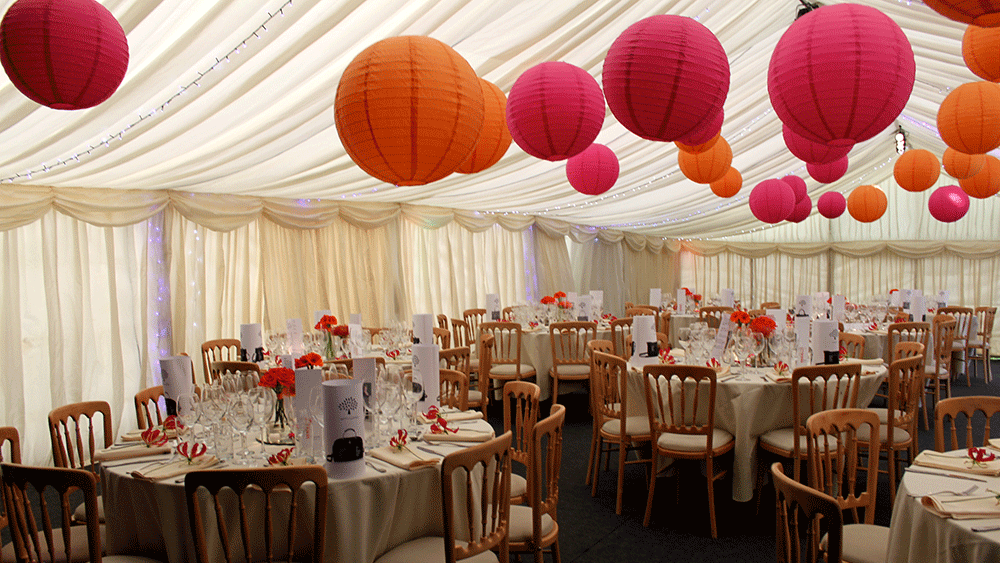 Marquee Wedding with Coloured Paper Lanterns Marquee Wedding with Coloured Paper Lanterns