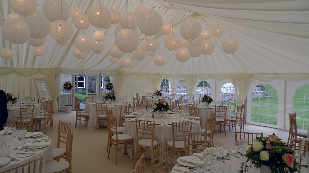 Illuminated White lace wedding lanterns