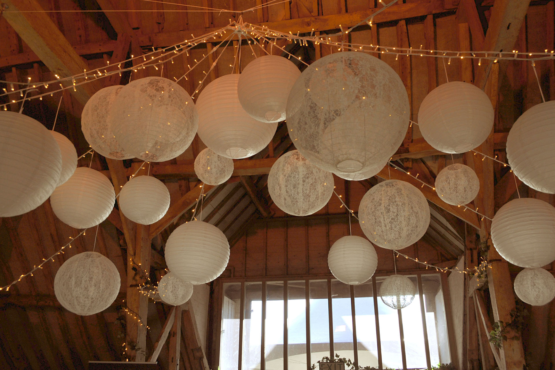 Rustic Paper and lace lanterns