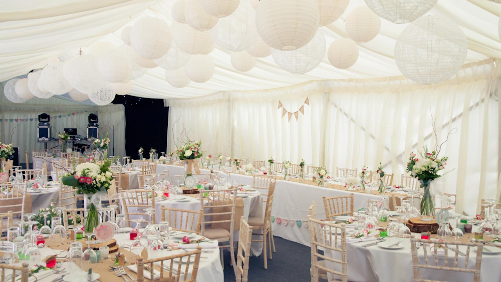 White and ivory marquee wedding lanterns