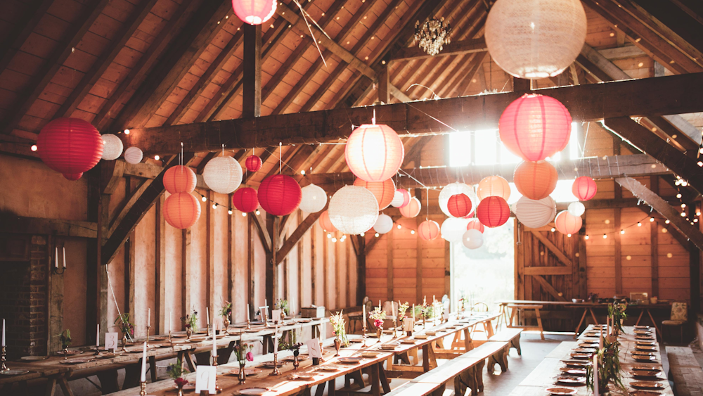 Autumnal wedding lanterns at The Yoghurt Rooms