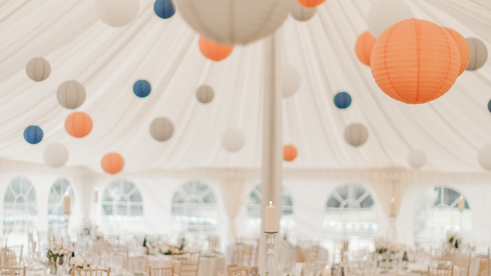 Peach and dove hanging lanterns